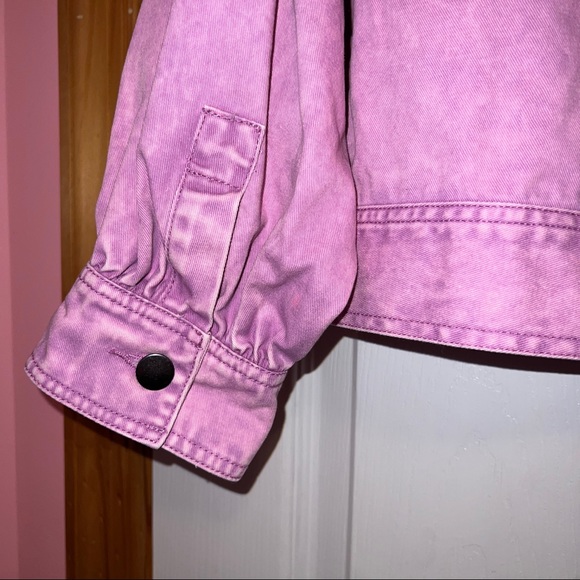 ✨SALE✨ ASOS Petite Oversized Pink Acid Washed Jacket - Picture 8 of 9